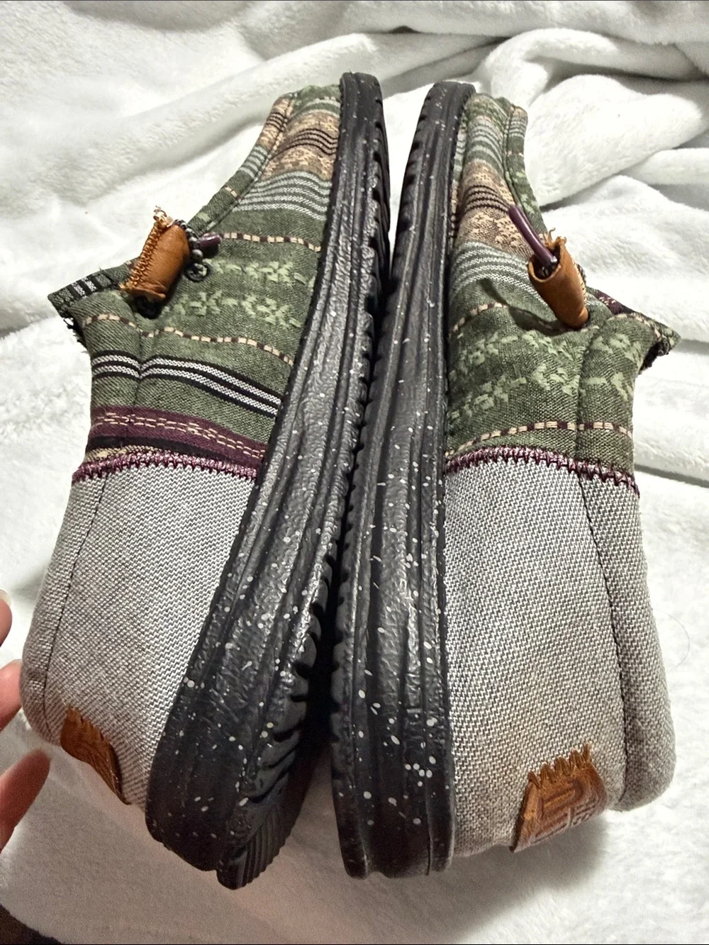 Hey Dude Olive Green Patterned Slip-On Loafers